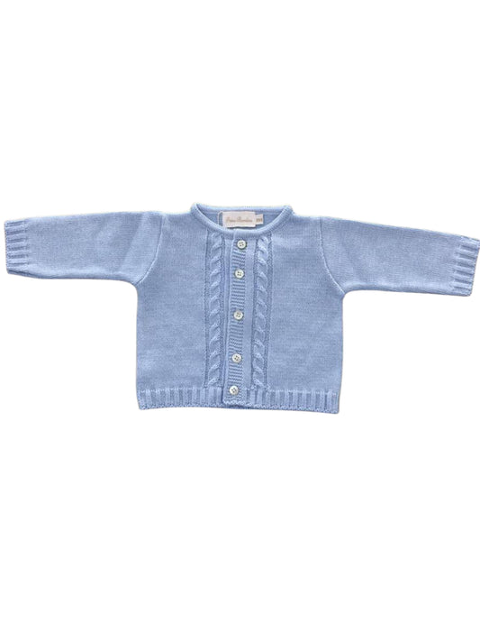 Cardigan bebê masculino tricot aberto azul bb - 11715