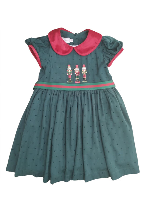 Vestido pipoca gola veludo faixa Nutcracker - 11694