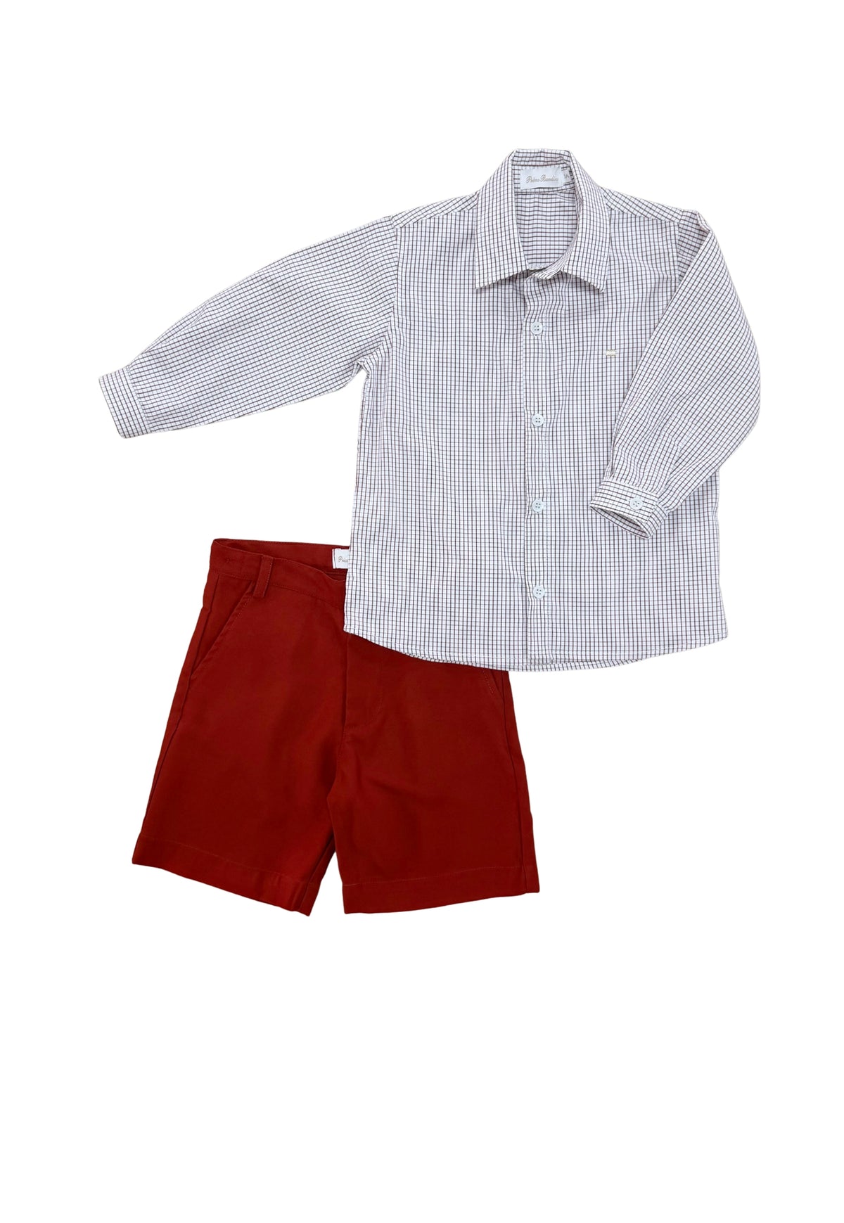Conjunto infantil camisa xadrez com bermuda Vosges