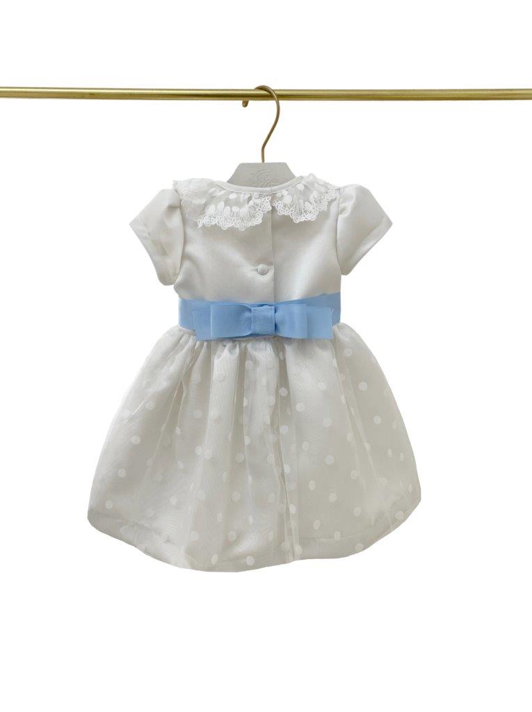 Vestido Zibeline Branco com faixa Azul BB Festa - 10670(11154)