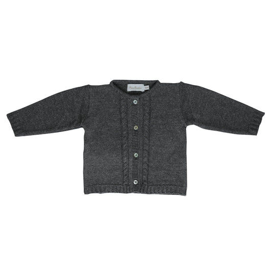 Cardigan bebê masculino tricot cinza mescla - 9936