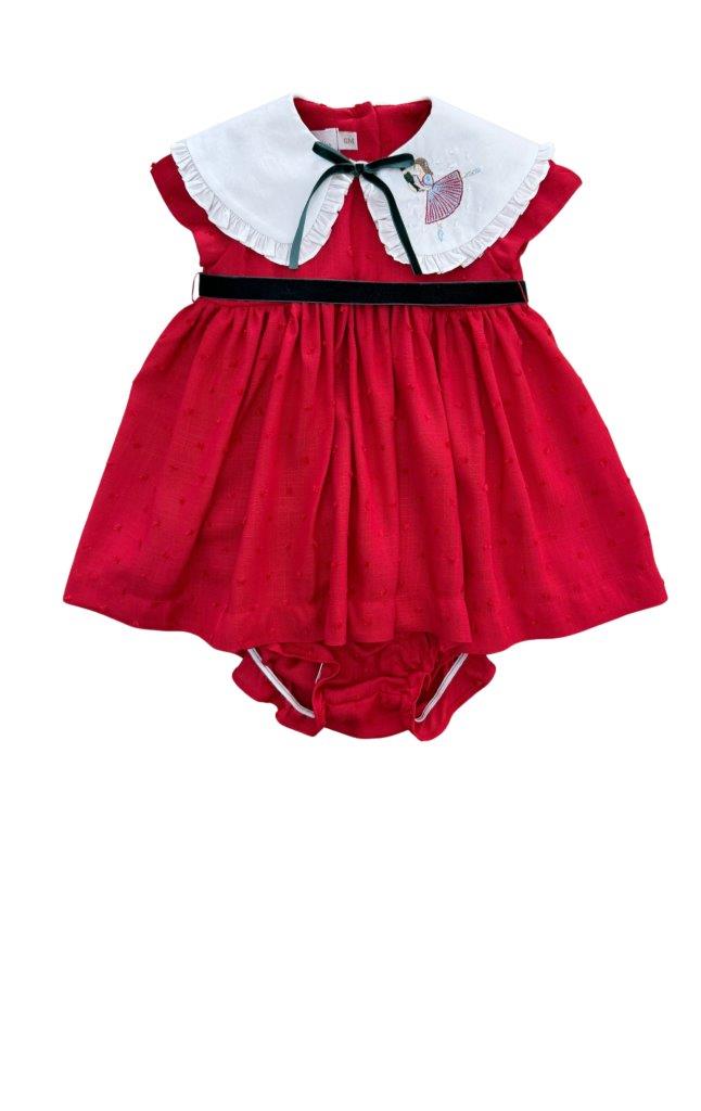 Vestido bebê pipoca gola bordada Ballet - 11701