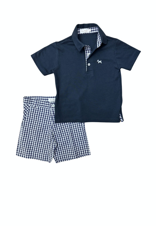 Conjunto polo marinho com bermuda Porcellana - 11672