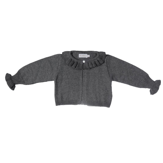 Cardigan bebê feminino tricot cinza mescla - 9916