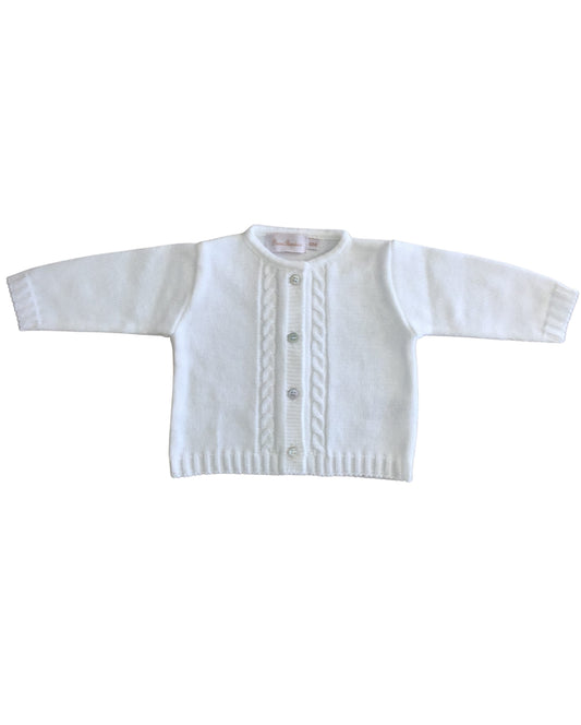 Cardigan bebê masculino tricot branco - 9933