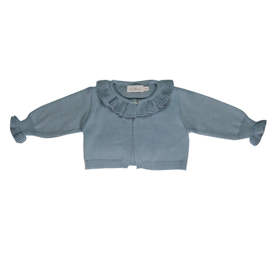 Cardigan feminino tricot azul acinzentado - 9913